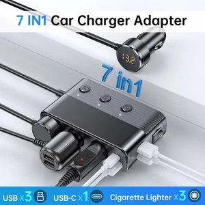 128W Car Charger 12V-24V 5V USB Electronics Fast Charger High Quality New - Picture 1 of 7