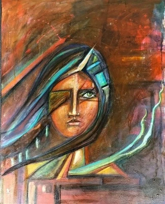 Pintura Original Surrealista Abstracto 24"X30" Expresión Jess Russell Foto 1 de 4