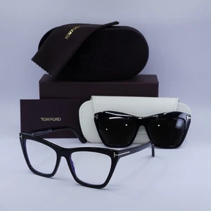 Tom Ford FT5971-B 001 Shiny Black/Clear Blue Light Block with Magnetic Clip-O... - Picture 1 of 7