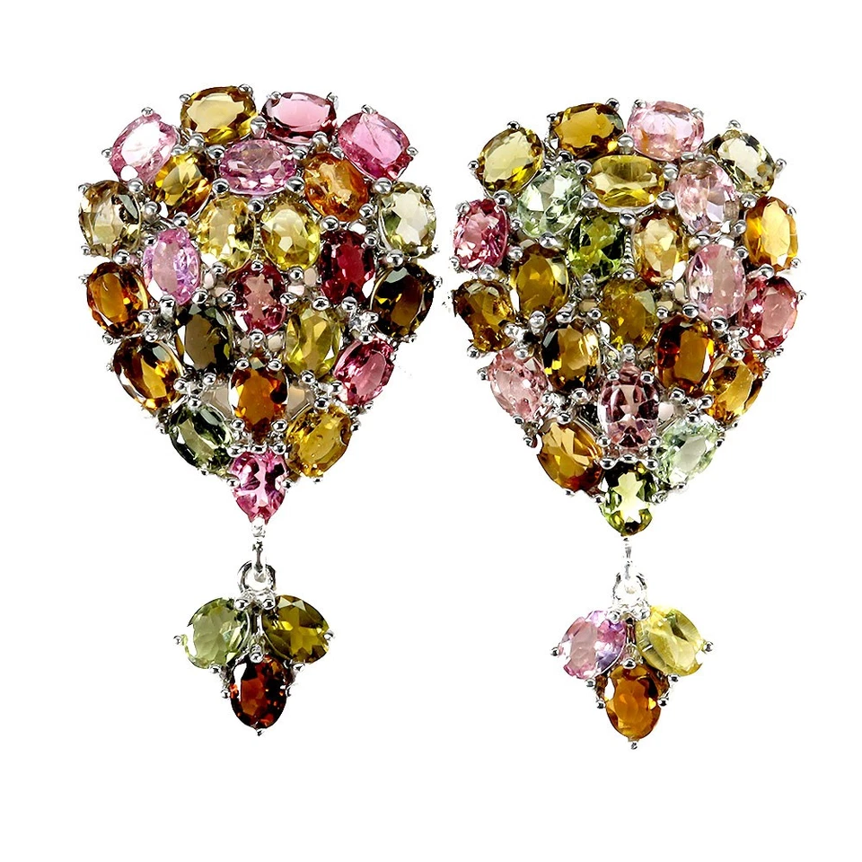 Pendientes de plata de ley 925 turmalina ovalada 4x3 mm naturales sin tarifas de importación de EE. UU. Foto 1 de 4