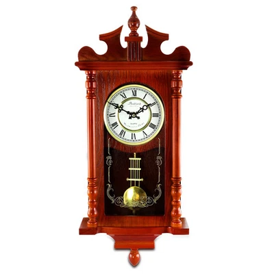 Bedford Clock Collection Decorative Wall Clock with Pendulum Brown - Image 1 of 4