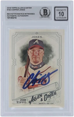 Chipper Jones Atlanta Braves Signed 2018 Topps Allen & Ginter #162 BAS 10 Card - Image 1 of 3