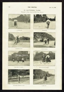 Ciclistas victorianos en Battersea Park Londres 1895 foto artículo R349 - Imagen 1 de 1