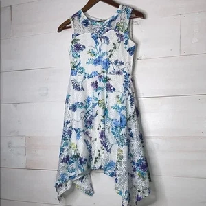 Knit Works Girls Size 12 Floral Lace Dress with Asymmetrical Hem - Picture 1 of 9