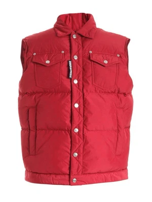 Chaleco acolchado de plumón rojo Dsquared2 talla 46 italiano NUEVO NUEVO CON ETIQUETAS Foto 1 de 4