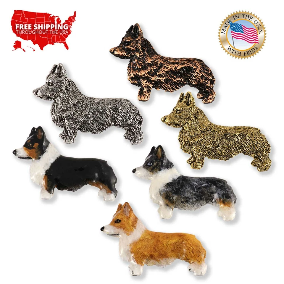 Pin de solapa para perro Corgi de peltre o imán para refrigerador Corgi, D362F, hecho en EE. UU. Foto 1 de 1