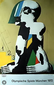 Horst Antes 72 Munich Olympic Poster ORIGINAL Printed in German 25.2"x 40.2" Art - Picture 1 of 3