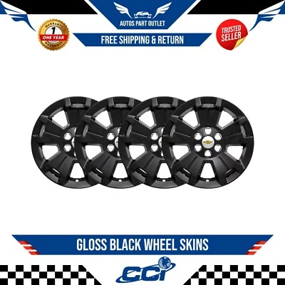 New 17" Gloss Black Wheel Skins, For 2015-2022 Chevrolet Colorado IMP405BLK - Image 1 of 2