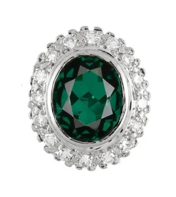 Anillo de oro blanco de 14K vintage con halo de diamantes y espinela verde GIA talla 7 FZ Foto 1 de 4