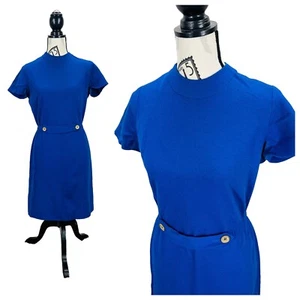 Vintage 60’s Alison Ayres Royal Blue Mod Dress Size M Distressed - Bild 1 von 9