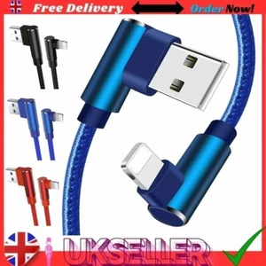 Cavo caricatore sincronizzazione dati veloce tipo USB angolo retto LED 90 gradi per i Phone UK - Foto 1 di 17