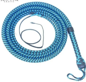 Indiana Jones Bull Whips 6 a 16 pies 16 trenzas azul nailon para-cord bullwhip - Imagen 1 de 6