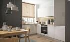 L-Form Küchenzeile CARINI 180x285cm Vollauszug grau - weiß Hochglanz 77139155