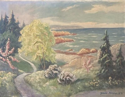 Ölbild Impressionniste 1957 Windiger Jour Paysage Côtier Sur Bornholm Jens Aabø - Photo 1/4