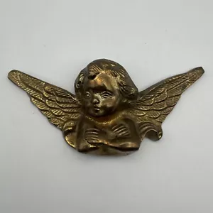Vintage 5" Messing Cherub Engel mit Flügeln katholisch Sammlerstück Wandbehang - Bild 1 von 4
