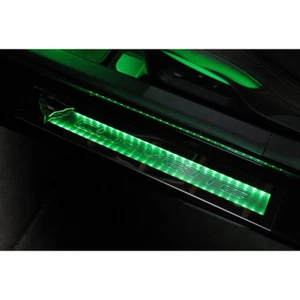 Door Sill Overlays w/Blue LED for 2014-2019 Corvette Z06 w/OE Sills[Polished] - Picture 1 of 7