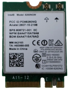 Tarjeta Intel inalámbrica de doble banda 8260NGW Wi-Fi Bluetooth precio inc IVA - Imagen 1 de 2