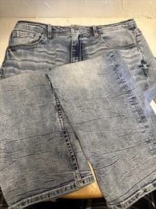 BKE TYLER Jeans Straight Leg Denim Blue Size 33X30 Fade Whisker Thick Stitch - Picture 1 of 24