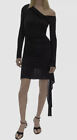 $350 Helmut Lang Women's Black Scala Asymmetric Neck Long Sleeve Dress Size L