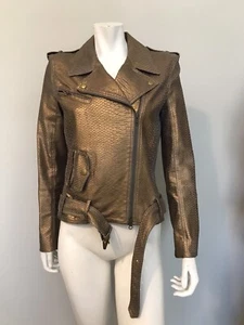 Chaqueta SKAIST TAYLOR Dorado Cobre Pitón Serpiente Cuero Moto Moto Motociclista Talla M - Imagen 1 de 12