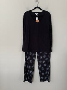NWT Charter Club Women's Sz L Cotton Blend Long Sleeves Pajama Set Crescent Moon