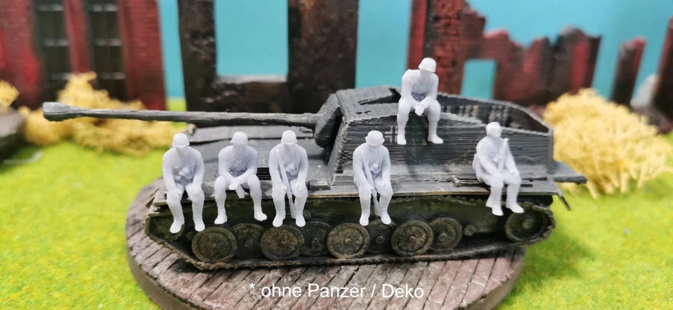 5x Resin Figuren sitzende Deutsche Soldaten 1/87 H0 Wehrmacht WW2 Set selten