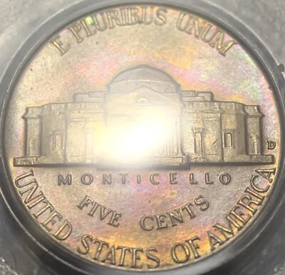 1946-D Jefferson Nickel PCGS MS65 Rainbow Toned Stunning Reverse - Image 1 of 4