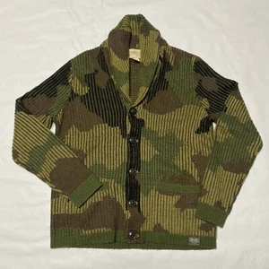 Denim Supply Ralph Lauren Shawl Cardigan Mens S Green Camo Sweater Military - Picture 1 of 15