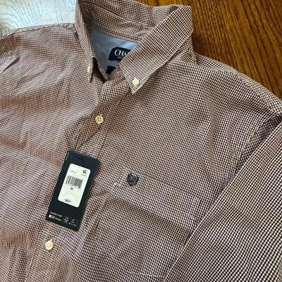 Chaps Easy Care Stretch Red Check Long Sleeve Button Down Shirt Sz M - Image 1 of 4