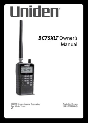 Uniden BC75XLT Instructions Operating Manual User Guide Coil Bound - Image 1 of 4