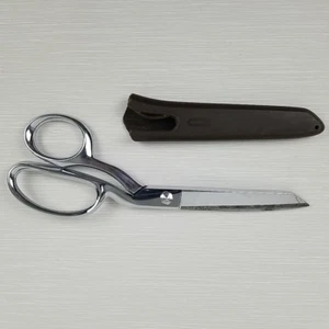 Gingher 8-Inch Scissors Dressmaker's Shears & Sheath Chrome Right Handed Brazil - Picture 1 of 24
