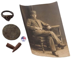 German Austria-Hungary empire photo WW1 Skull ring WWI Badge Bullet Set Germany - Picture 1 of 23
