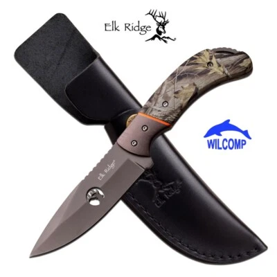 ELK RIDGE Fixed Blade Knife with Leather Sheath ER-554CA  - image 1 of 4