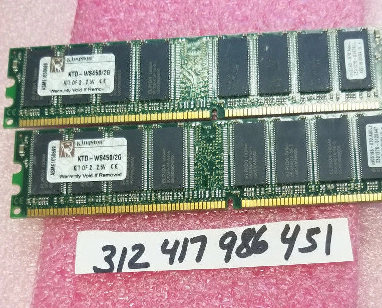 2gb kit 2x 1gb pc2100 ddr ddr1 266 non-ecc 184pin desktop pc ram low density  - Image 1 of 1