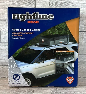 Rightline Gear Sport 3 Car Top Carrier 18 cu ft 100% Waterproof 100S30 SUV/VAN - Image 1 of 4