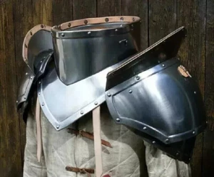 Mittelalter 20GA Larp Gothic Stahl Paar Schulterstücke mit Gorget Schulter Rüstung Set - Bild 1 von 8