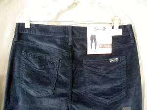 Seven7  NEW  Corduroy High Rise Skinny Dark  Blue Plush Jeans. Size 14 34x29 - Picture 1 of 7