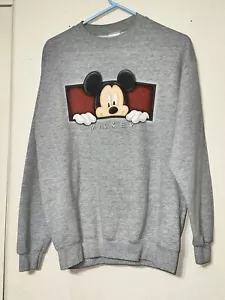 Felpa Disney vintage uomo grigio medio peeping maglione Topolino anni 90 - Foto 1 di 4