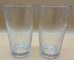 WELL TOLD - WASHINGTON DC STREET MAP - LARGE 16 OZ BEER PINT GLASS - Set of 2 - Picture 1 of 7