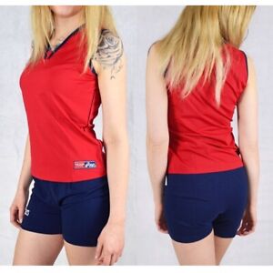 ASICS Set Women Sport Outfit Tank Top Shirt Shorts Pants Volleyball Team Red/