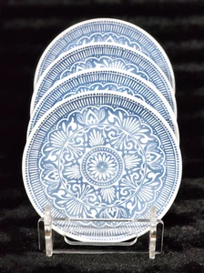 4 Tahari Home Blue & White Medallion Melamine 8" Salad Plates Coastal Kitchen - Picture 1 of 4