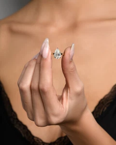 14k Ring F VS1 4 Carat Pear Cut Lab Grown Diamond IGI Certification Gift For Her - Picture 1 of 12