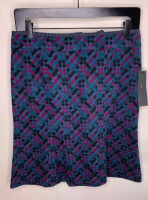 MARC JACOBS Prussian Blue Emb Cotton Skirt Sz 6 NWT retails $228, Flair Skirt - Image 1 of 4