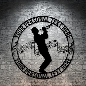 Personalized Trumpet Player Name Metal Sign | Custom Trumpet Jazz Player Gift - Picture 1 of 5