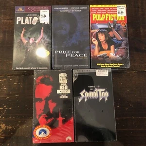 5 LOT SEALED VHS Spinal Tap Pulp Fiction Platoon Hunt for Red October - Picture 1 of 2