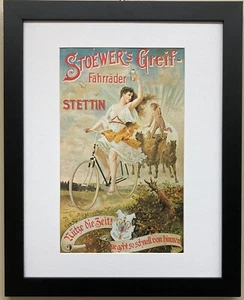 Vintage Bicycle Poster "Stoewer's Greif Bicycles" (1900) Framed Art - Picture 1 of 6