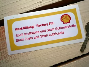 PORSCHE 911 FACTORY FILL Shell oil fill Red, White & Yellow style sticker - Picture 1 of 1