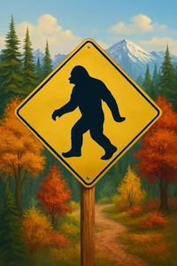 “BIGFOOT CROSSING TIN SIGN” 9 3/4X9 3/4 Inches For Mancave, Gameroom - Picture 1 of 3
