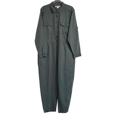 Outerknown 女式 XL 绿色 S.E.A. 实用连身裤工作服有机棉亚麻 — 第 1/4 张图片