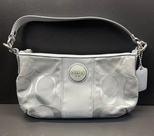 Coach Y2K Signature Blue F17439 Shoulder Bag Purse Patent Leather Zip Small - Picture 1 of 7